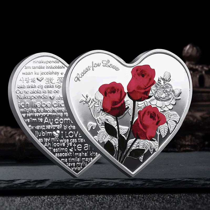 Rose Hjärtformade Minnesmynt med Kärleksbudskap