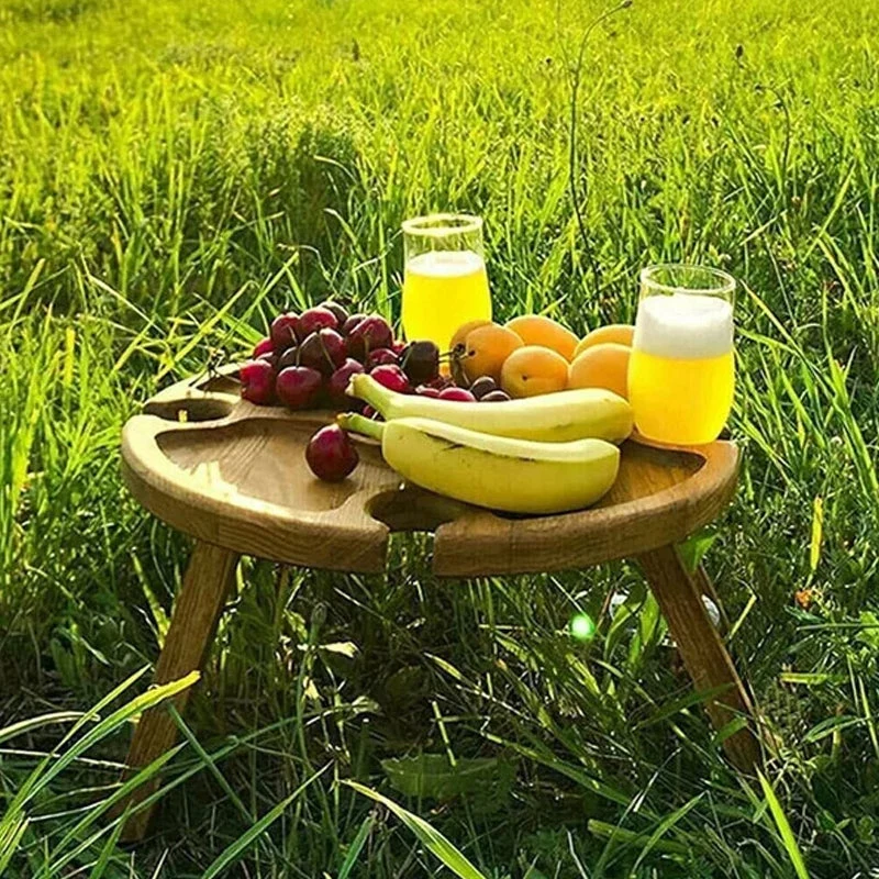 Bärbart Trä Picknickbord med Vindrällare