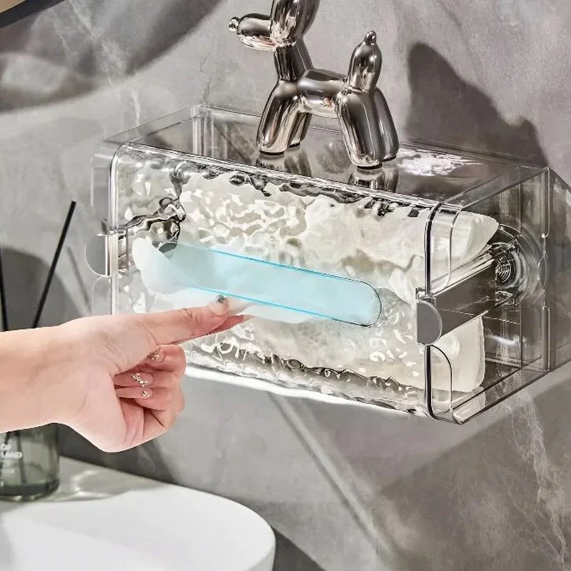 Multifunktionell Glaciärmönstrad Vävnadsbox - Transparent
