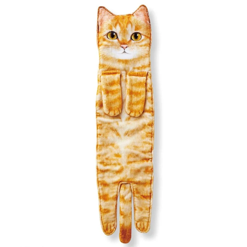 Rolig söt katt handduk med realistiskt kattansikte